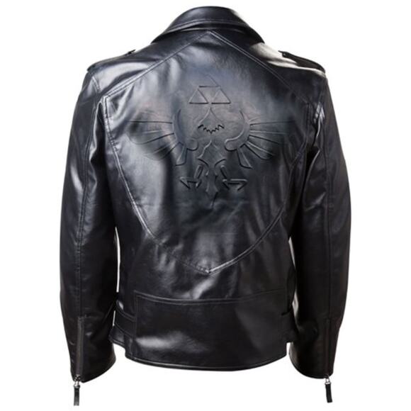 NINTENDO x ZELDA Hylian Royal Crest Faux Leather Biker Moto Jacket Black - Picture 1 of 9